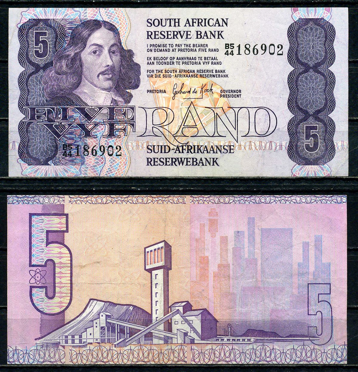 ЮАР 5 рандов ND (1978-1994) Pick 119 c бумага 2119-11-2-2