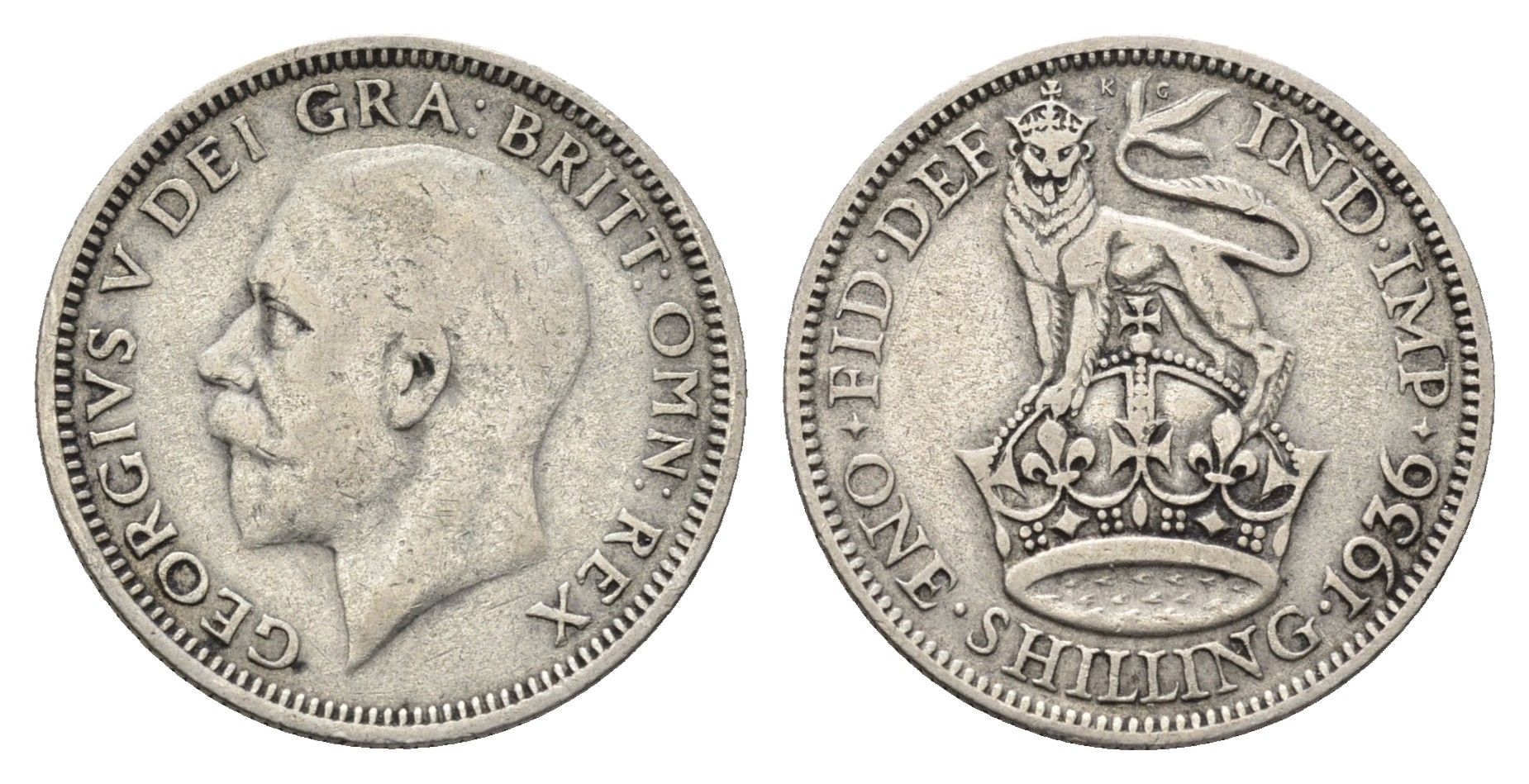 Великобритания 1 шиллинг 1936 Георг V (1910-1936) KM 833, Spink 4039 серебро 4691-756