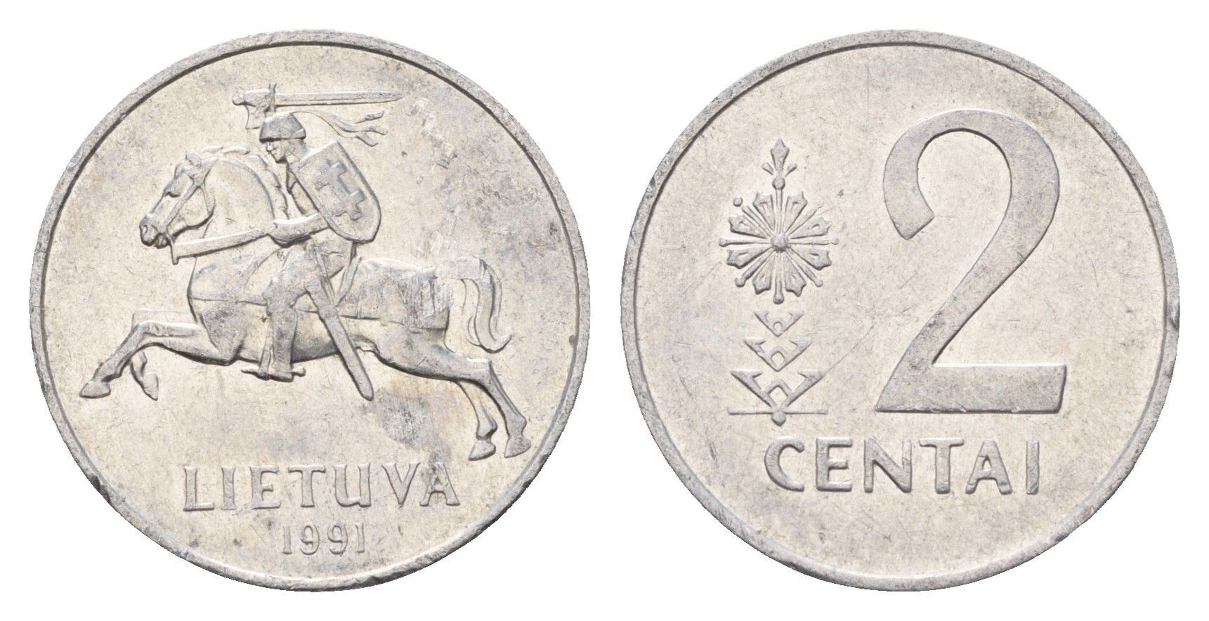 Литва 2 цента 1991 KM 86 алюминий 4674-651