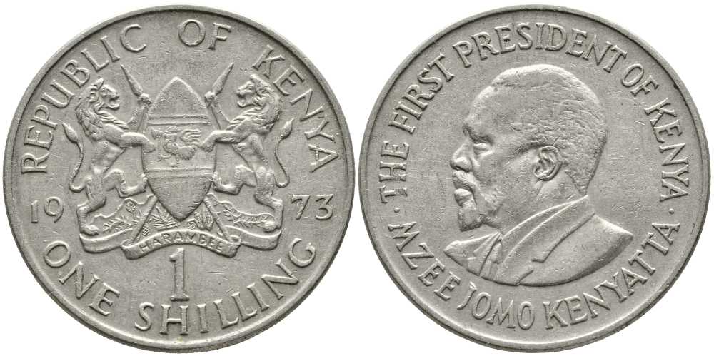 Кения 1 шиллинг 1973 Джомо Кениата KM 14 медно-никель 3333-1042