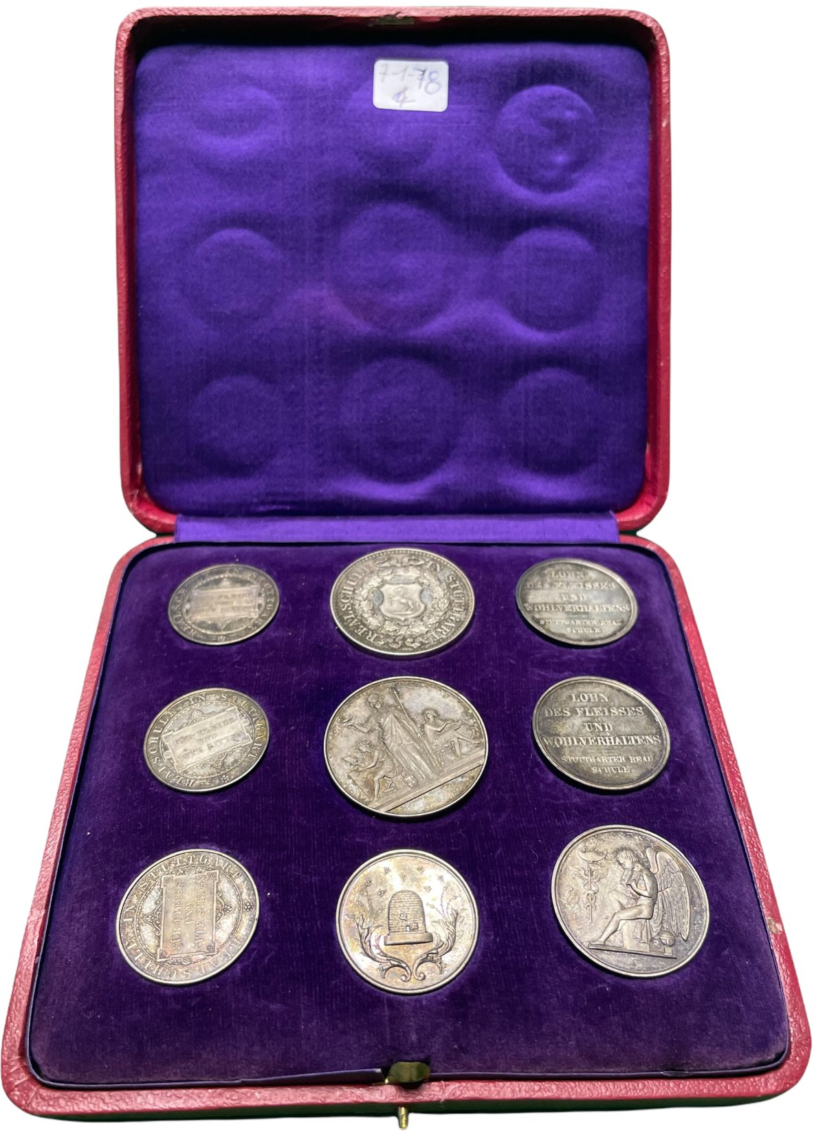 Штутгарт набор из 9 медалей около 1900 королевская средняя школа серебро UNC 7-1-78