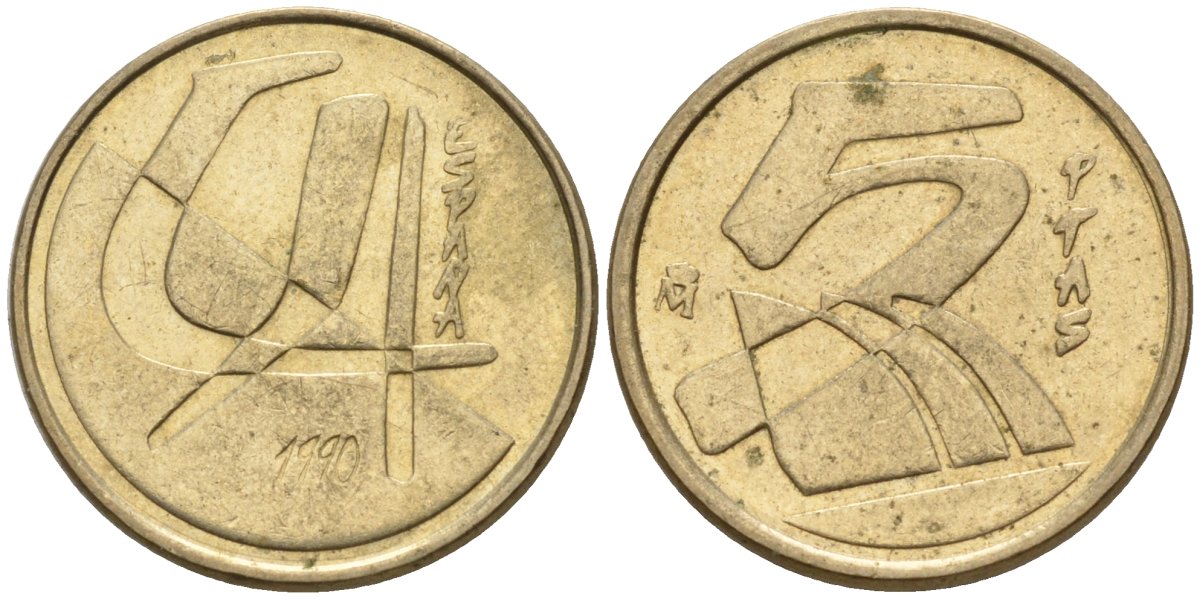 Испания 5 песет 1990 Хуан Карлос I (1975 - 2014) KM 833 алюминиевая бронза 4154-531