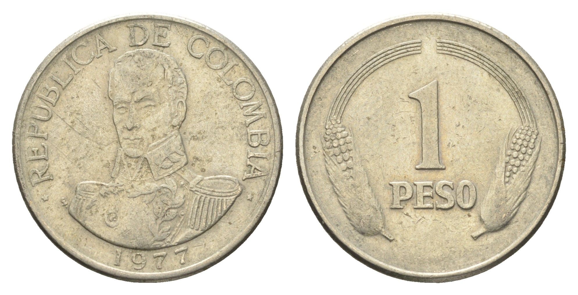 Колумбия 1 песо 1977 KM 258 медно-никель 4663-436