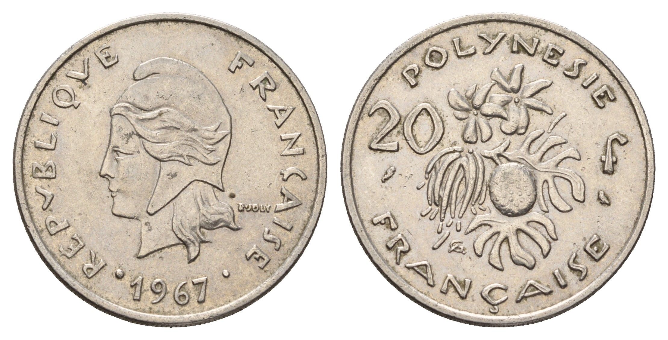 Французская Полинезия 20 франков 1967 KM 6 никель 4678-1032