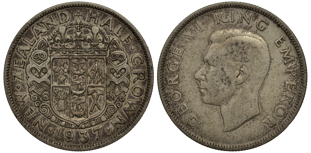 Новая Зеландия 1/2 кроны 1937 Георг VI (1936-1952) KM 11 серебро 272-1012