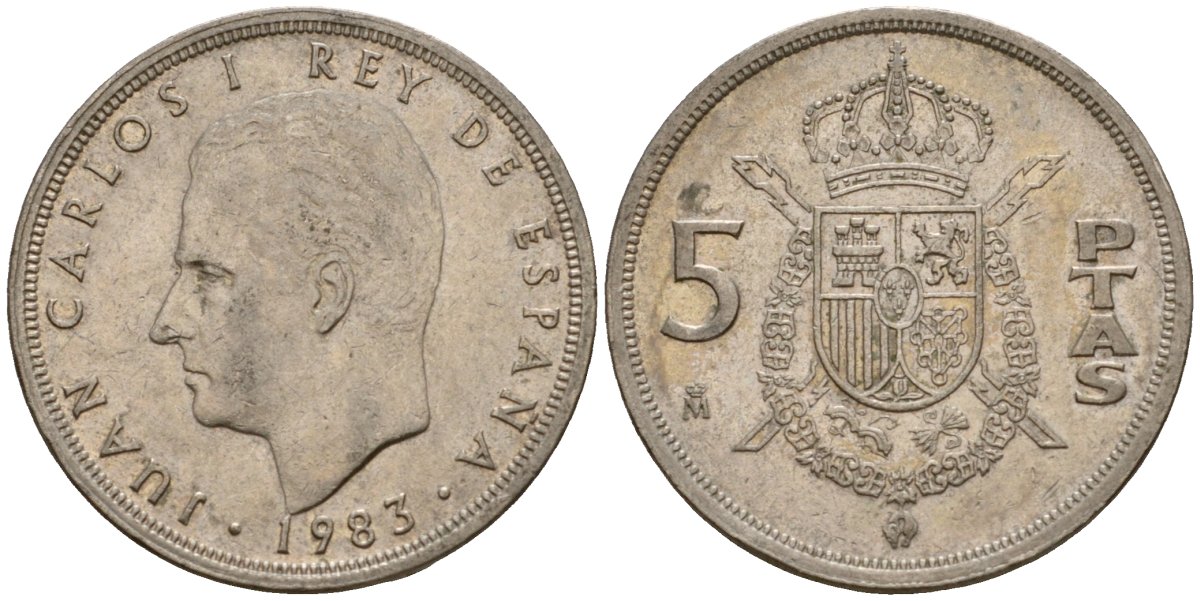 Испания 5 песет 1983 Хуан Карлос I (1975-2014) KM 823 медно-никель 216-552