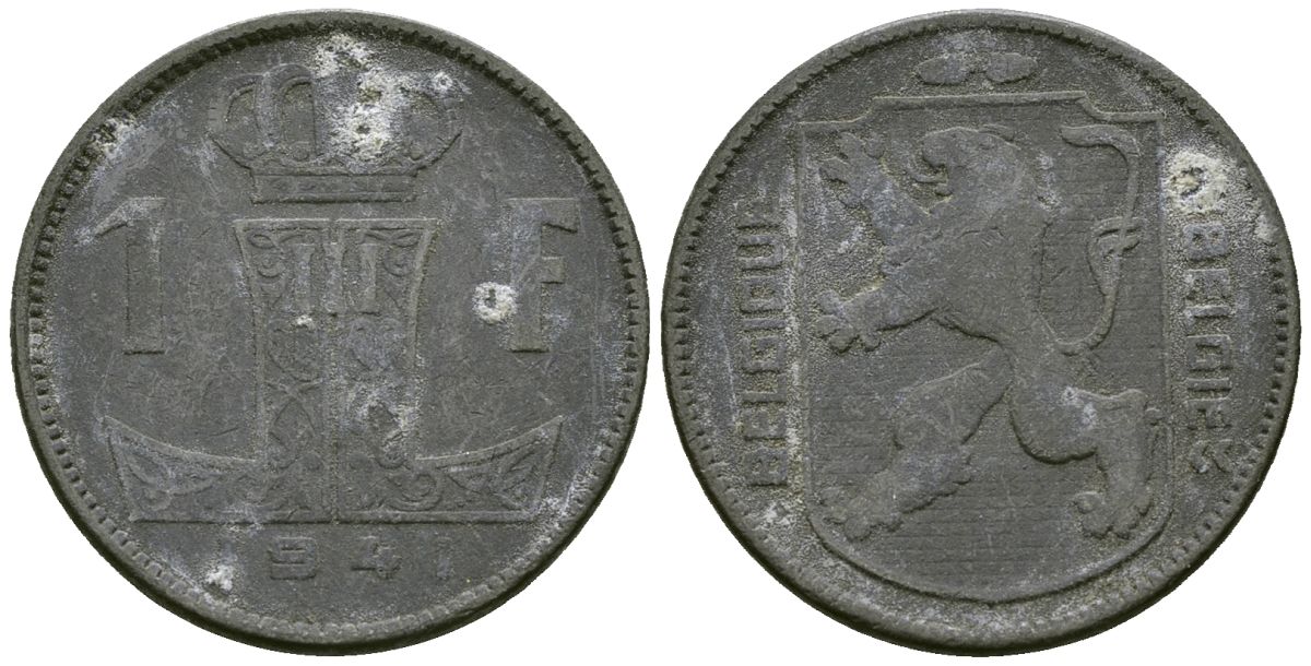 Бельгия 1 франк 1941 KM 127 цинк 4177-1032
