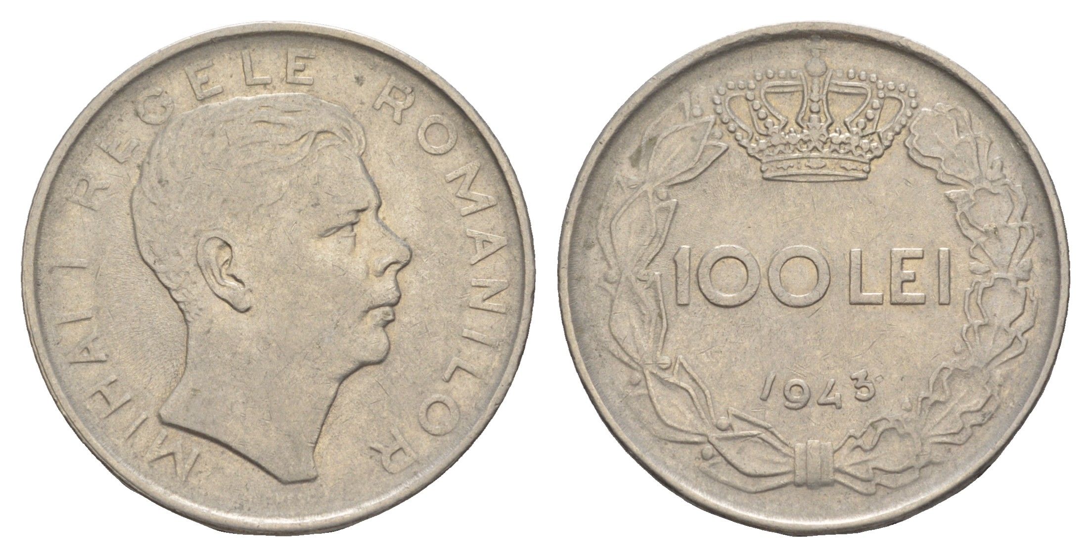 Румыния 100 леев (лей) 1943 Михай I (1940-1947) KM 64 сталь плакированная никелем 4403-915