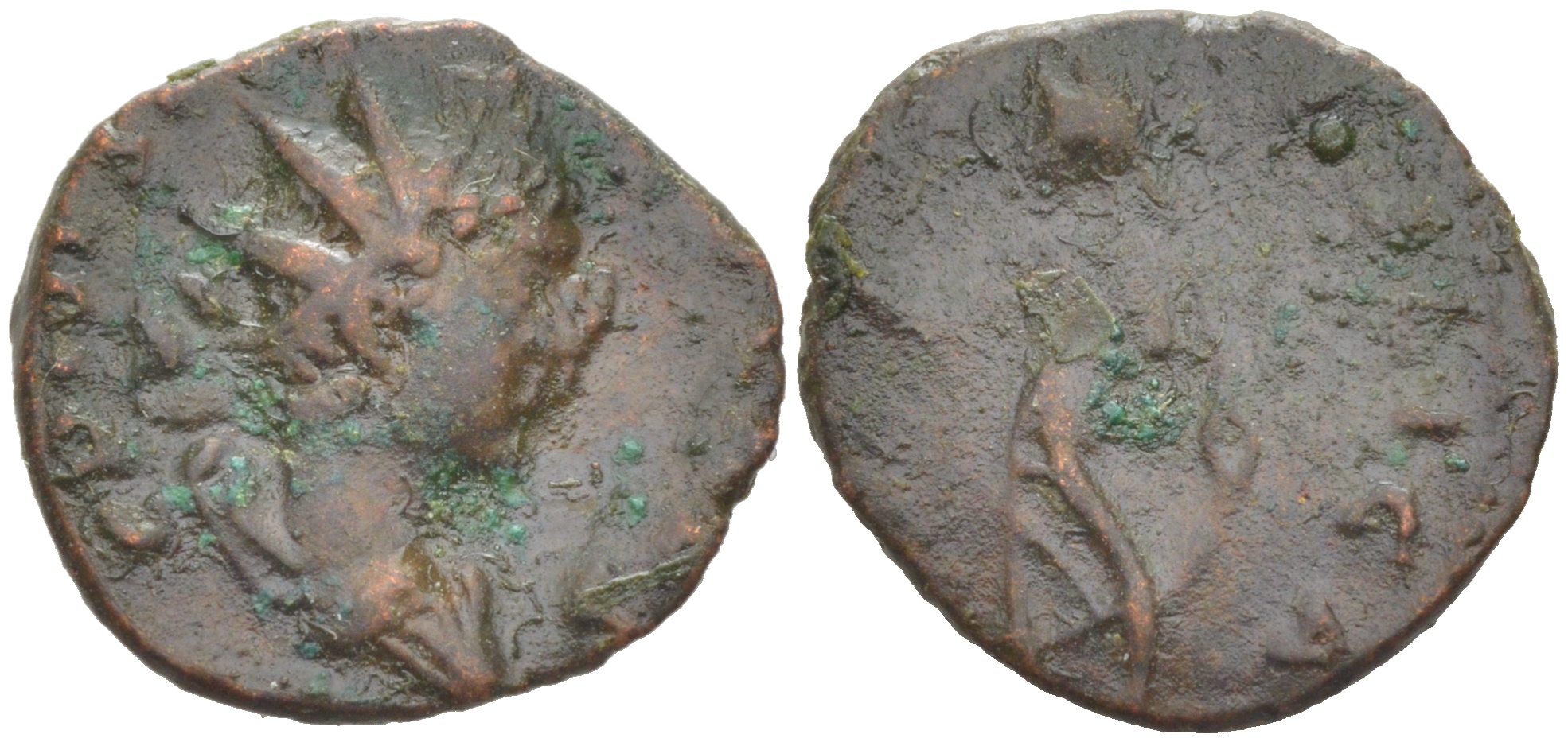 Римская Империя, императоры в Галлии антониниан 273 - 274 Тетрик II, C PIV ESV TETRICVS CA, бюст цезаря / SPES PVBLICA, Спея, персонификация Надежды, Августа Треверов RIC 272 биллон 1073-24-17