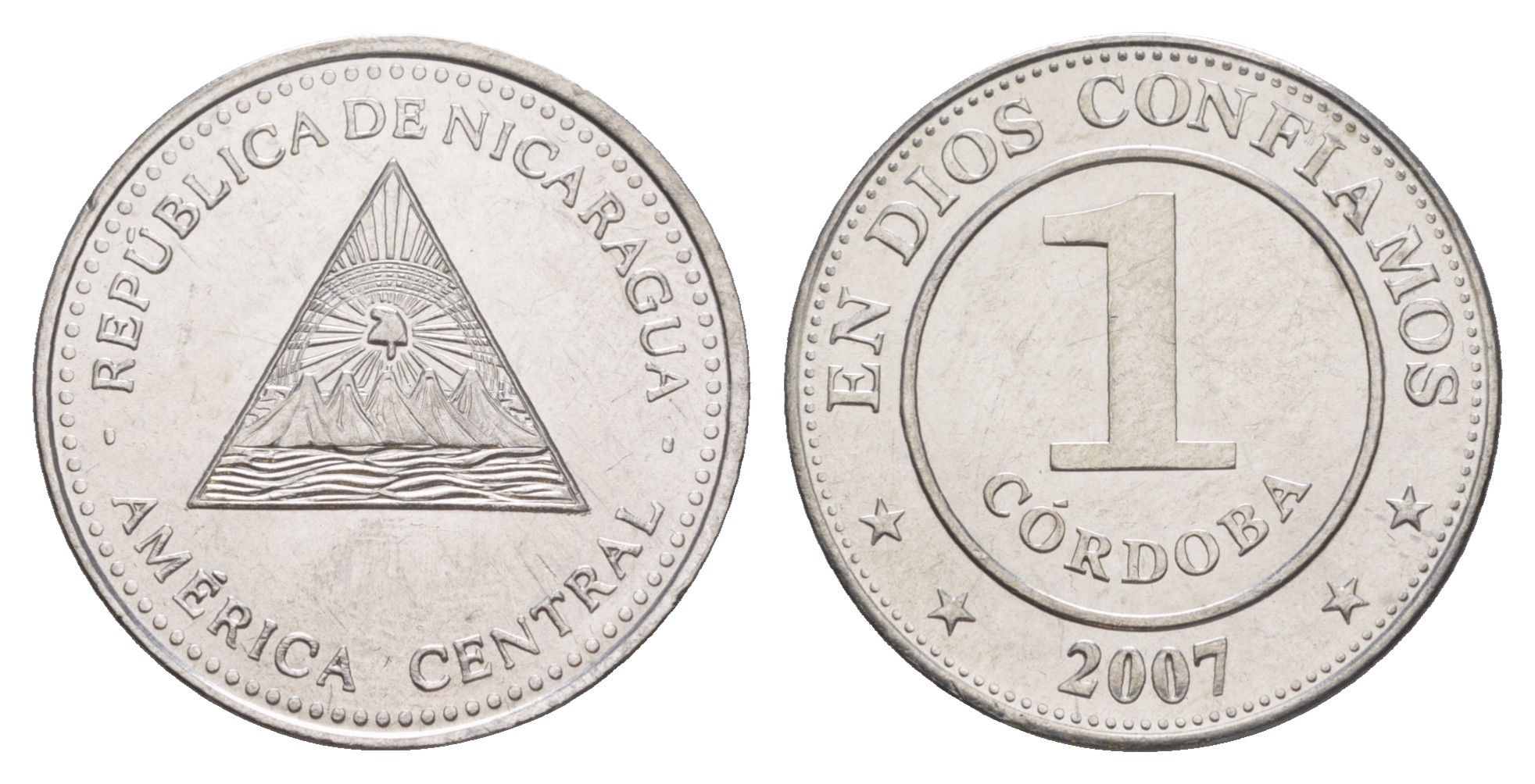 Никарагуа 1 кордоба 2007 KM 101 сталь плакированная никелем UNC 4641-357