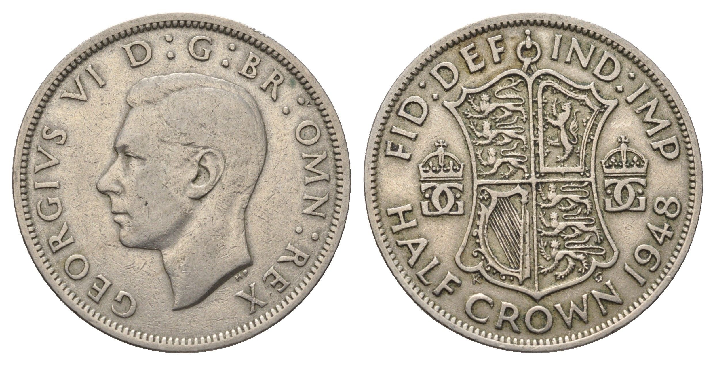Великобритания 1/2 кроны 1948 Георг VI (1936-1952) KM 866, Spink 4101 медно-никель 4692-425