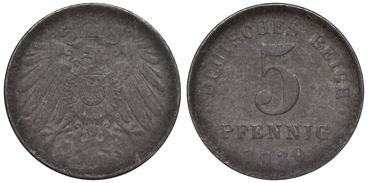 Германия 5 пфеннигов 1920 ? KM 19, J. 297, Weege 5 железо 4118-1245