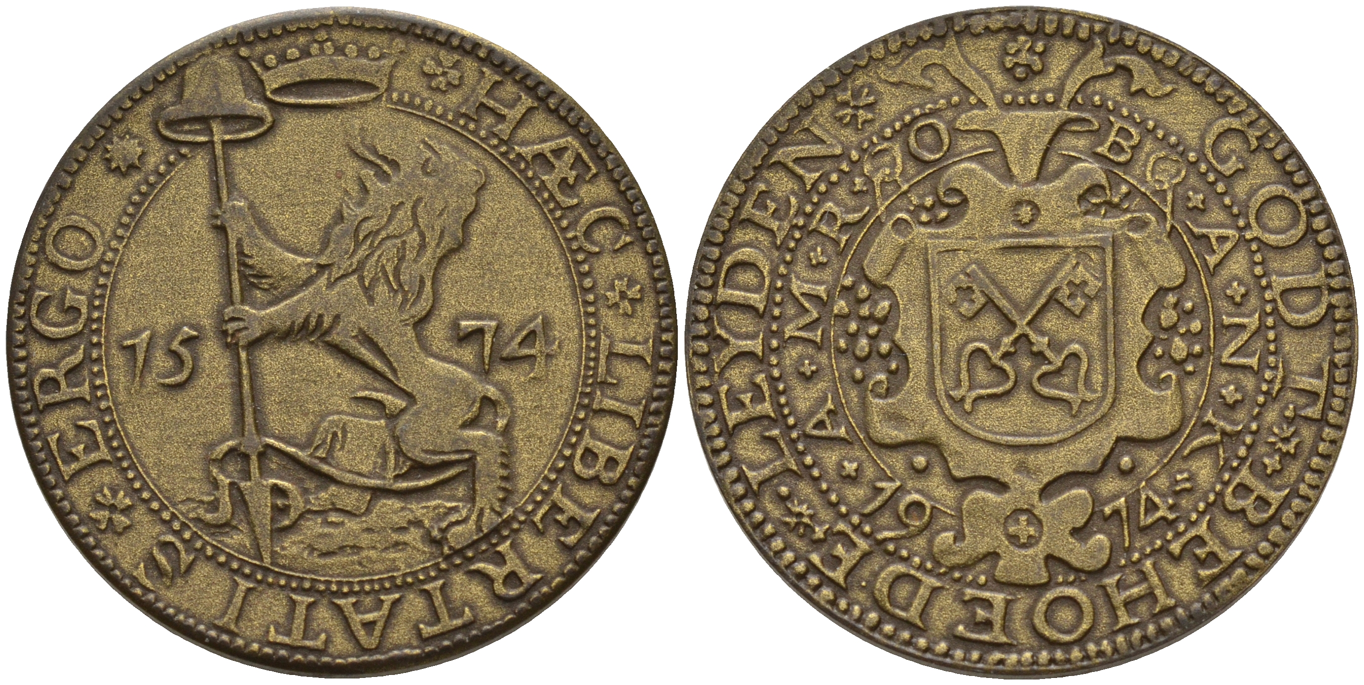 Нидерланды, Лейден жетон 1974 400 лет городу Лейдену  латунь    4161-851