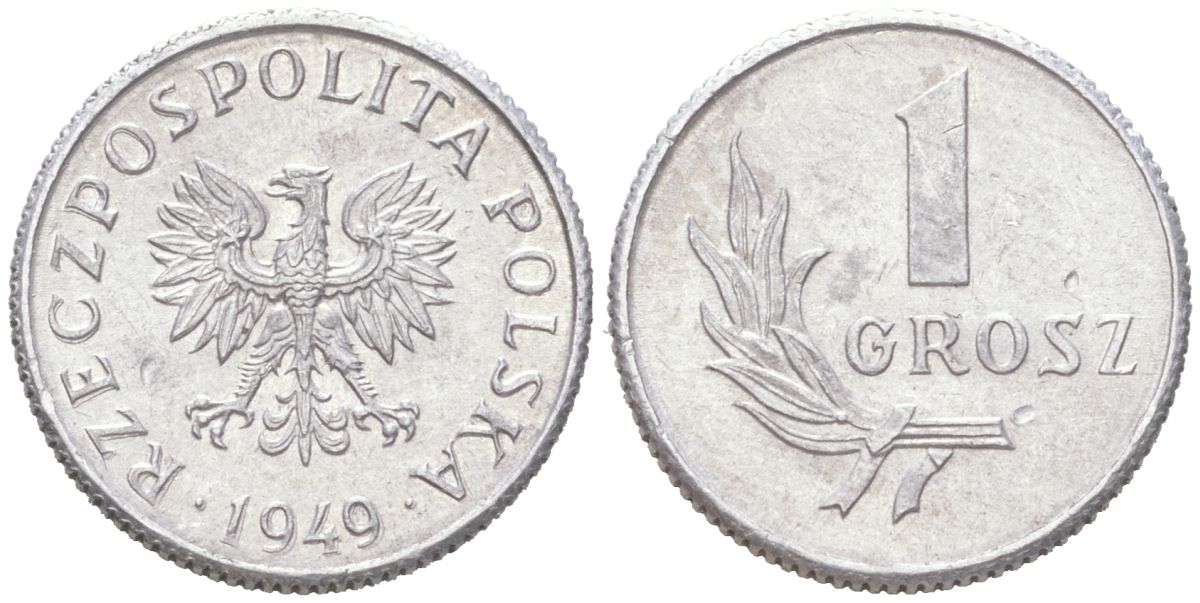 Польша 1 грош 1949 Y 39 алюминий UNC 4614-558