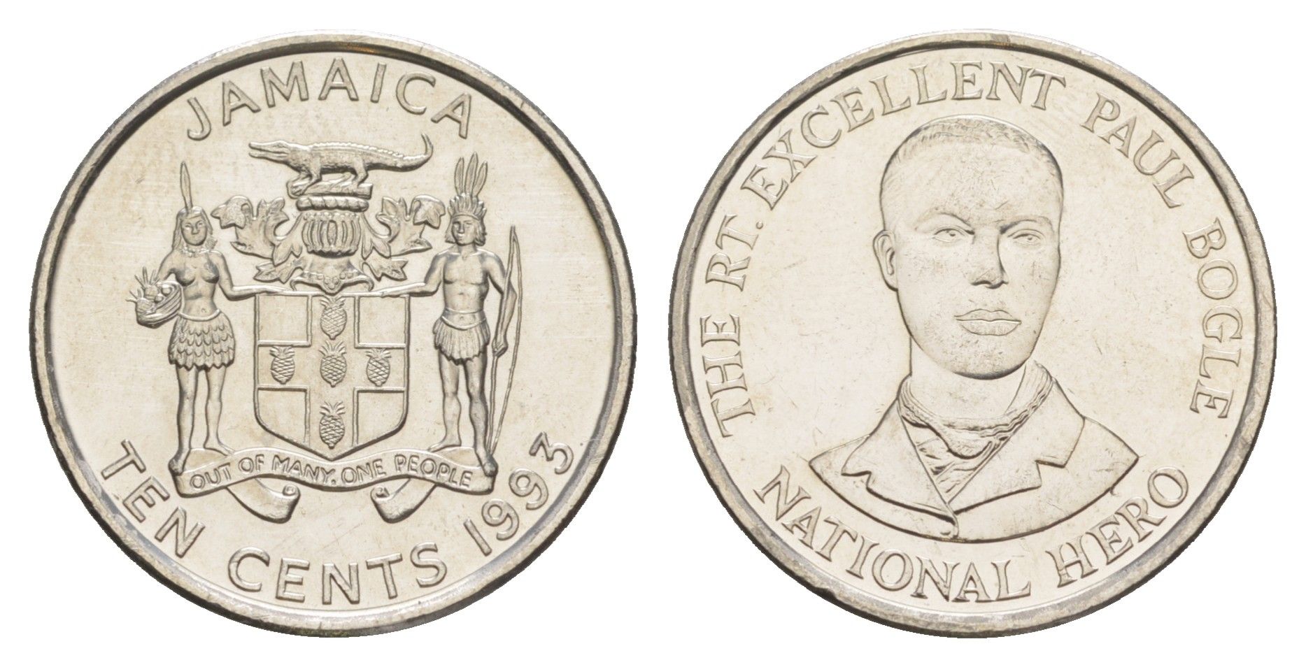 Ямайка 10 центов 1993 KM 146.1 сталь плакированная никелем UNC 4652-555