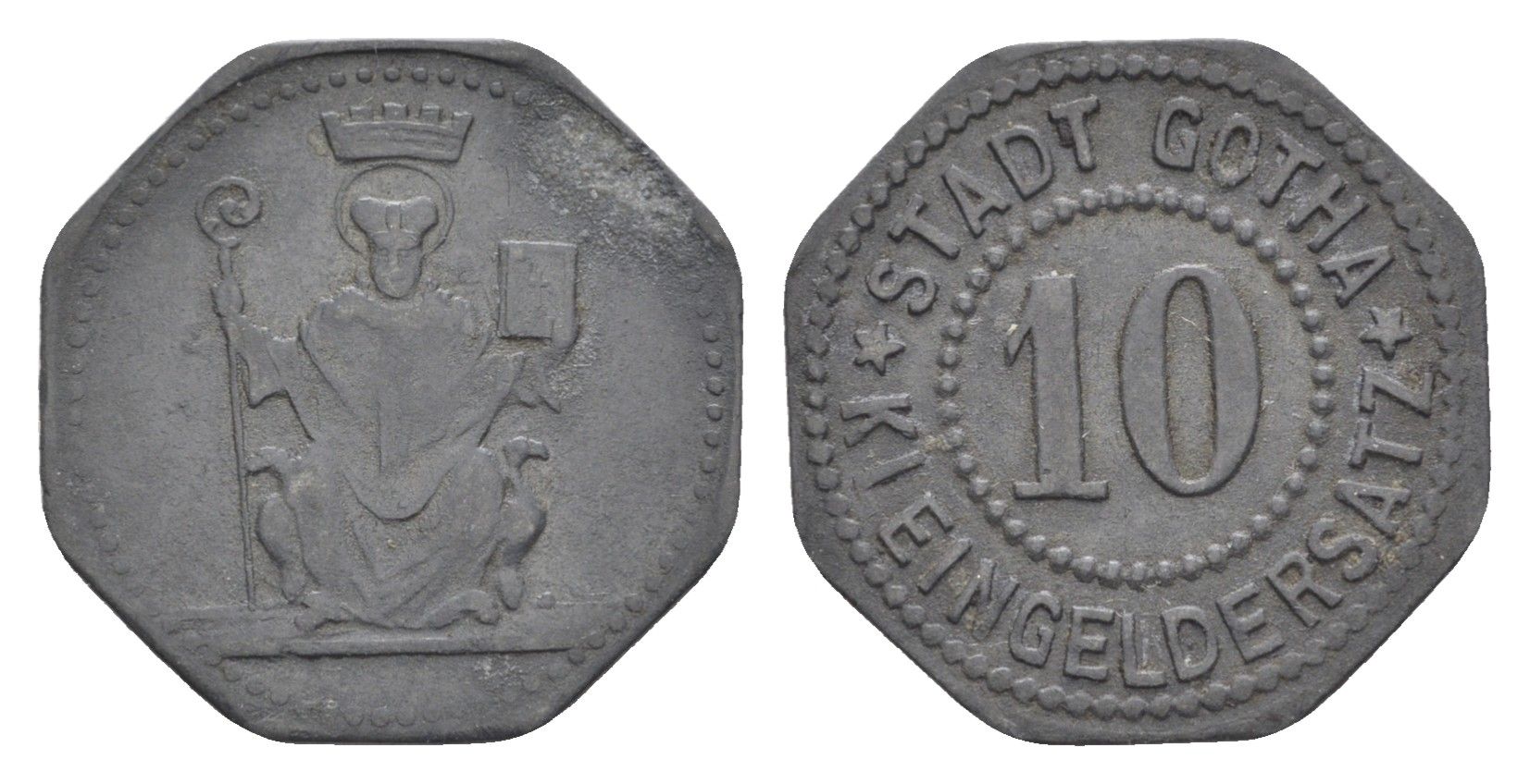 Гота 10 пфеннигов ND Funck 166.2, Men18 11731.3 цинк 4528-636
