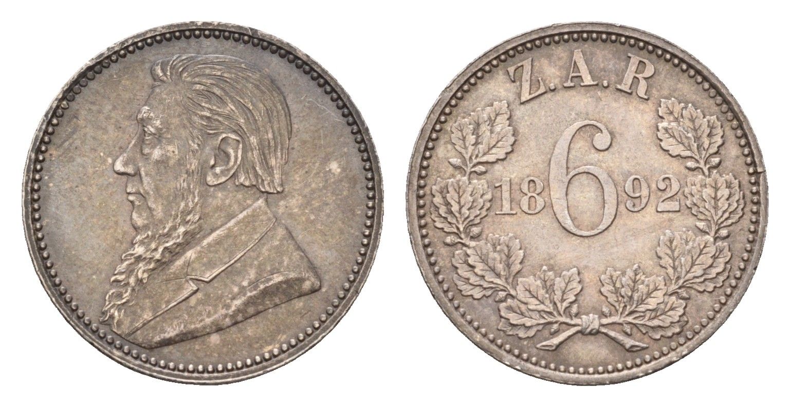 ЮАР 6 пенсов 1892 KM 4 серебро aUNC 00-815-79