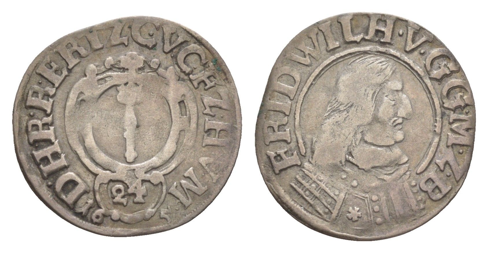 Бранденбург-Пруссия 1/24 талера 1652 Фридрих Вильгельм I (1640-1688) KM 246 серебро 1525-1213