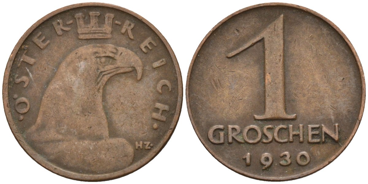 Австрия 1 грош 1930 KM 2836 бронза 4151-1266