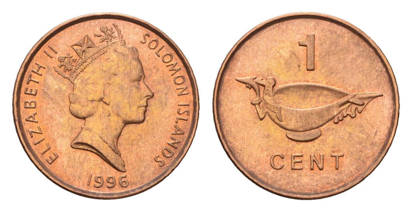 Соломоновы Острова 1 цент 1996 KM 24 сталь плакированная бронзой UNC 4618-116