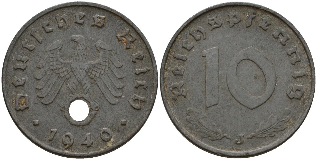 Германия 10 рейхспфеннигов 1940 J KM 101, J. 371 цинк 4187-1034