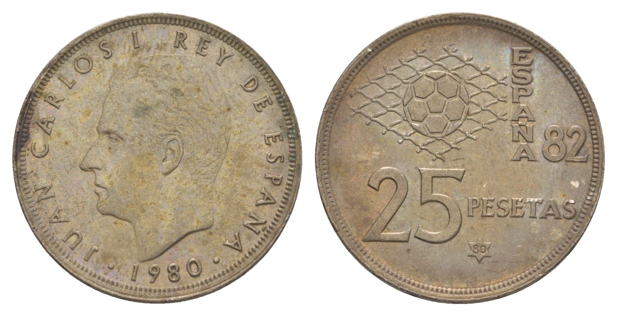 Испания 25 песет 1980 (80) M, Хуан Карлос I (1975-2014) KM 818 медно-никель 4616-824