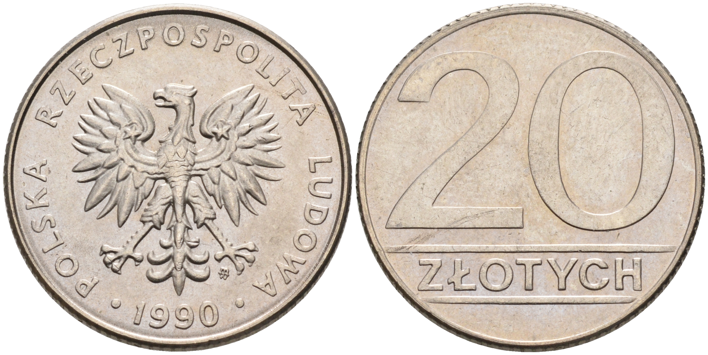 Польша 20 злотых 1990 MW KM 153.2, Parchimowicz 255b медно-никель 4566-433