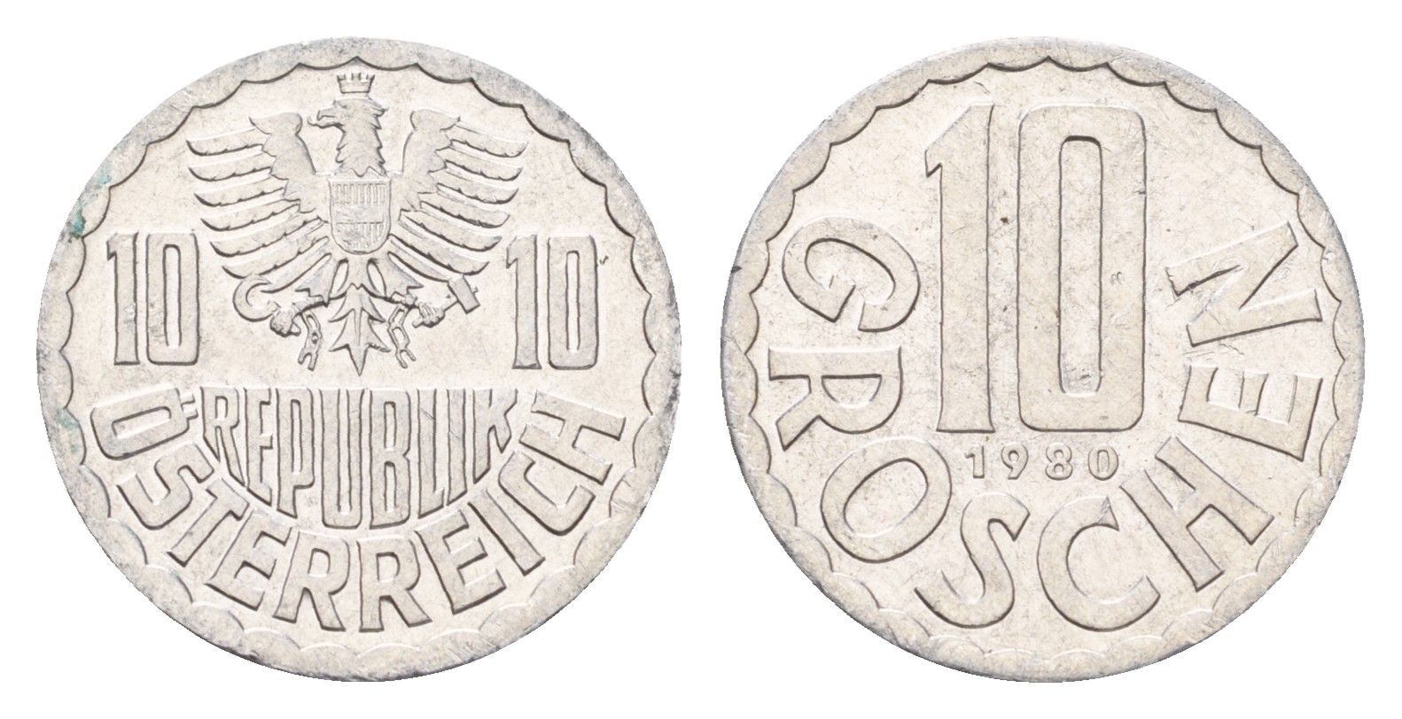 Австрия 10 грошей 1980 KM 2878 алюминий UNC 4669-1236