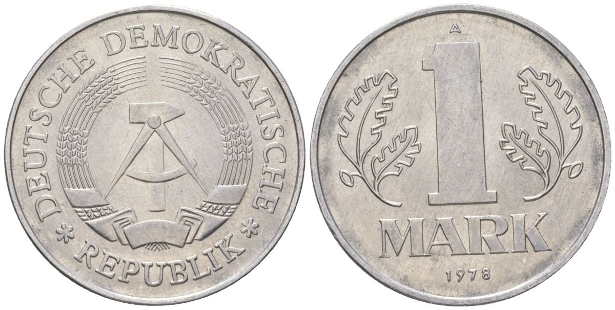 ГДР 1 марка 1978 A KM 35.2 алюминий aUNC 4571-243