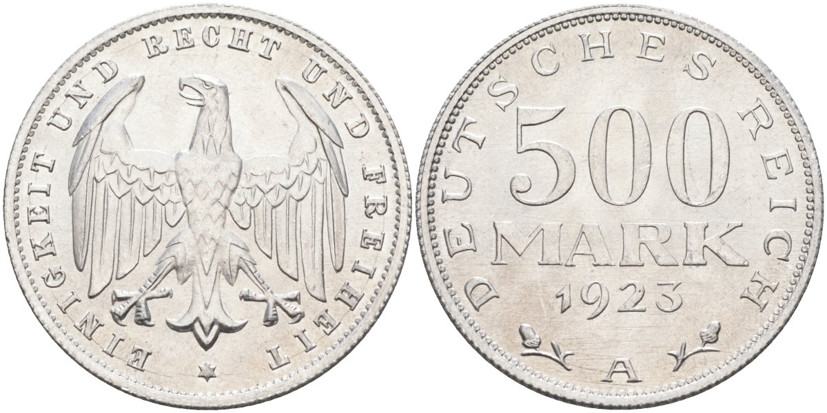 Германия 500 марок 1923 А KM 36, J.305 алюминий UNC 4587-435