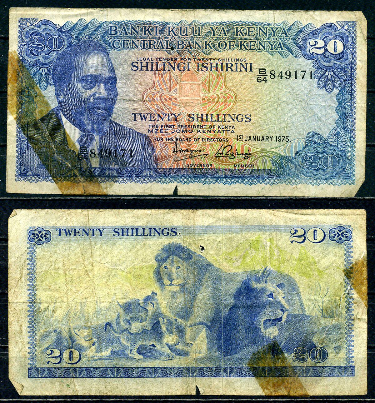 Кения 20 шиллингов 1978 Pick 17 бумага 6262-20-1-1