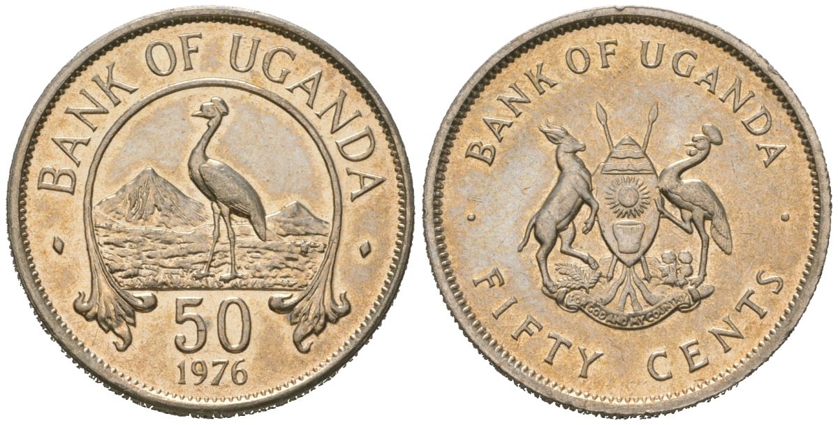 Уганда 50 центов 1976 KM 4a сталь плакированная медно-никелем UNC 4618-432