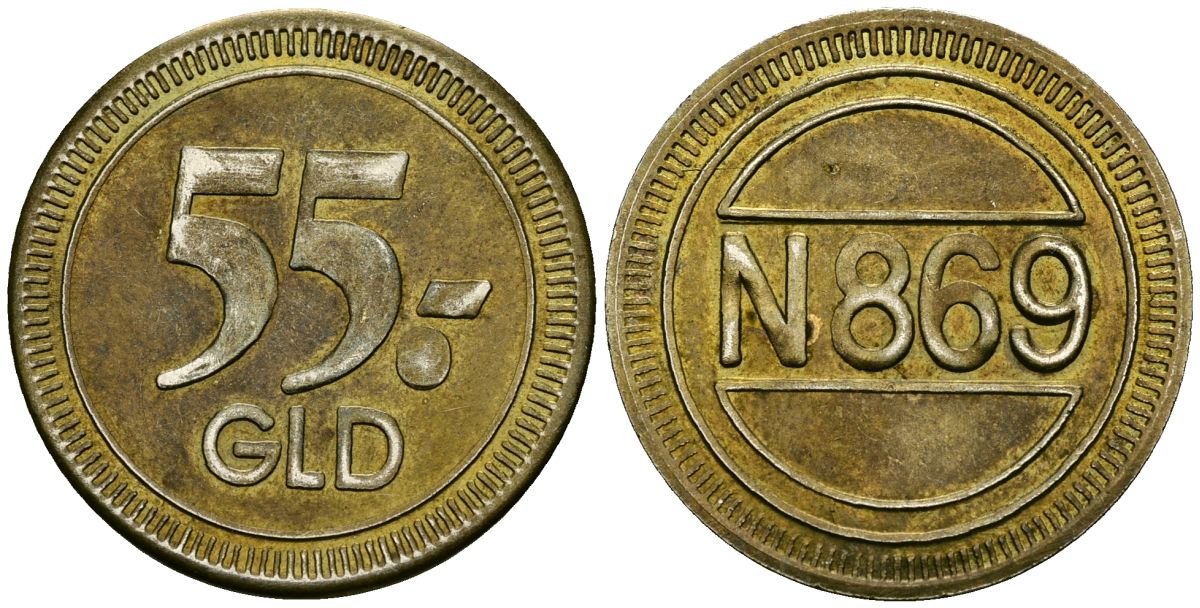 Нидерланды 55 гульденов? 55 GLD N 869, жетон бронза 4521-723