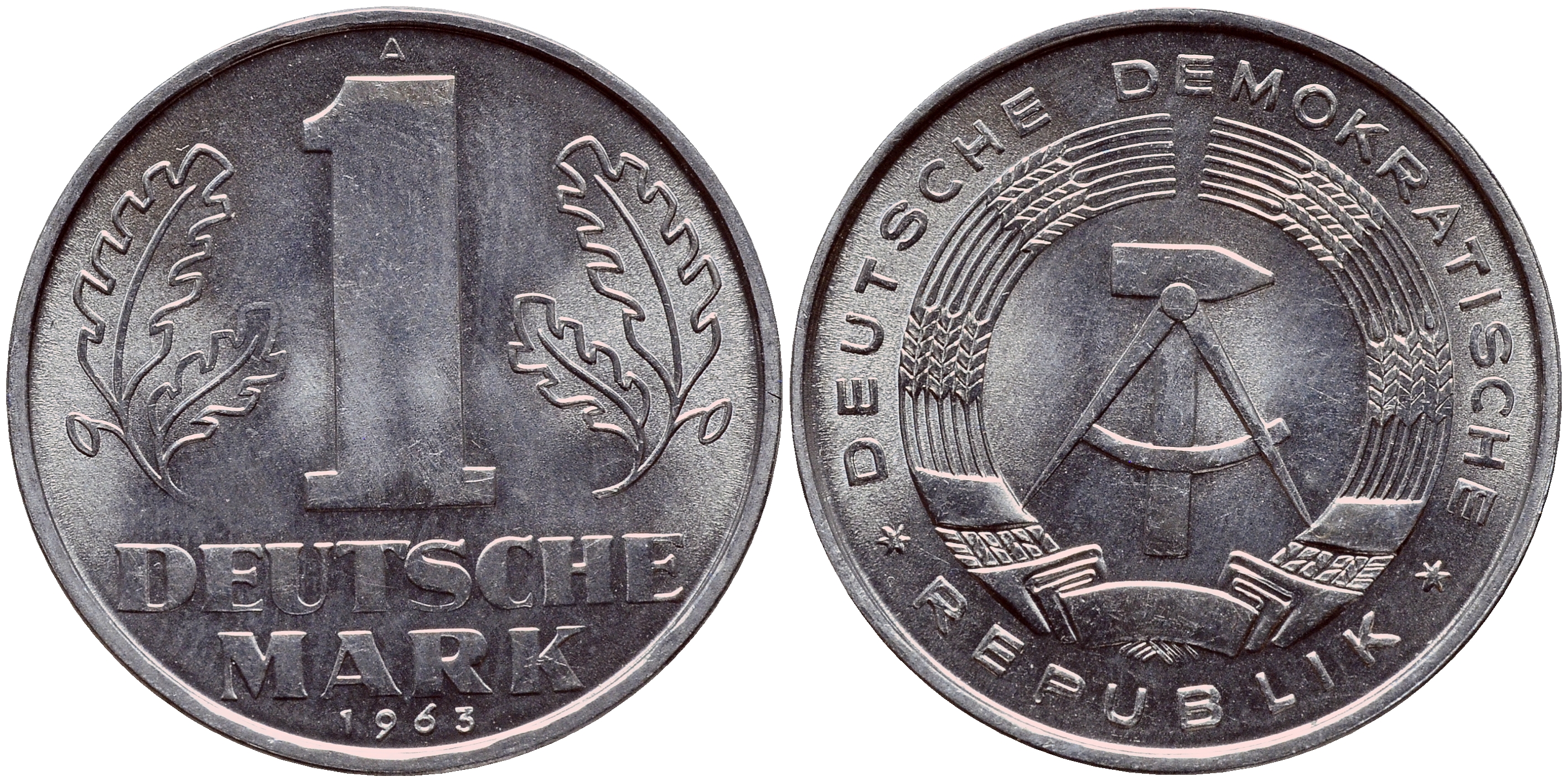 ГДР 1 МАРКА 1963 А KM 13 алюминий UNC 1523-124