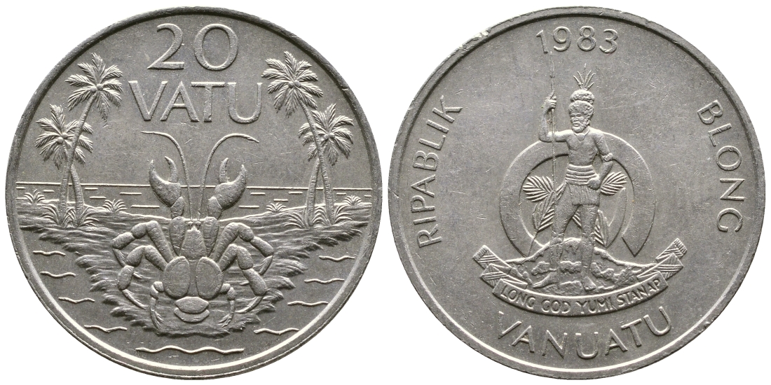 Вануату 20 вату 1983 серия FAO, краб КМ 7 медно-никель 4384-1034