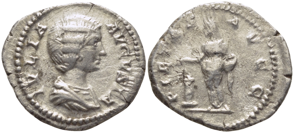 Римская Империя денарий 193 - 211 Юлия Домна, жена Септимия Севера PIETAS AVGG, Пиетата, персонификация Благочестия, Рим Very fine RIC 572 серебро 1073-15-51