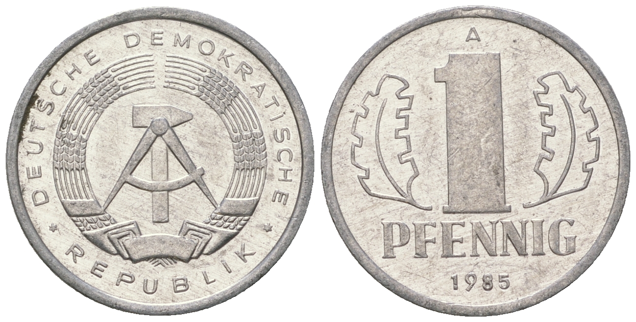 ГДР 1 пфенниг 1985 А KM 8.2 алюминий 4651-139