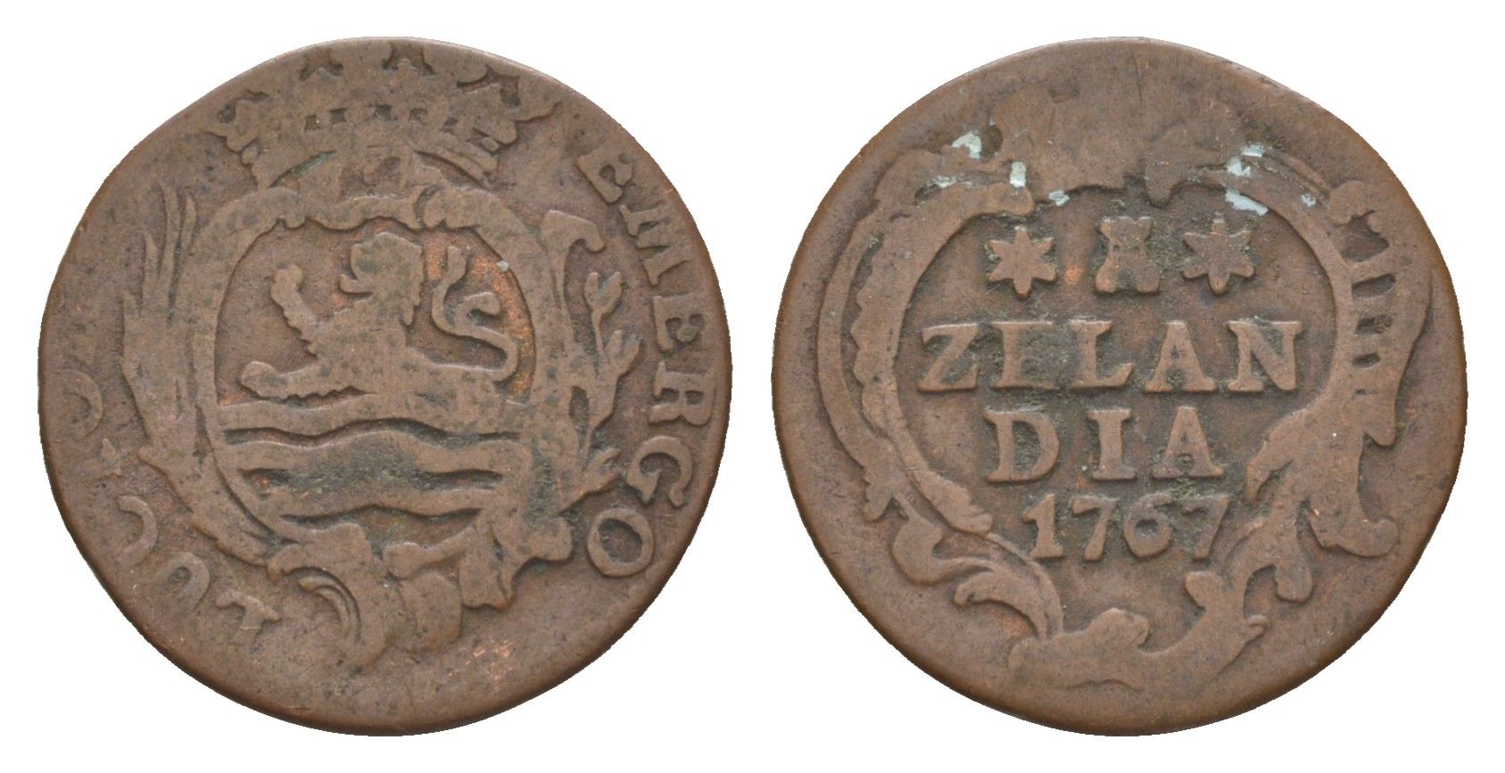 Нидерланды, Голландская Республика, Зеландия 1 дуит 1767 KM?101.1 медь 413-2441