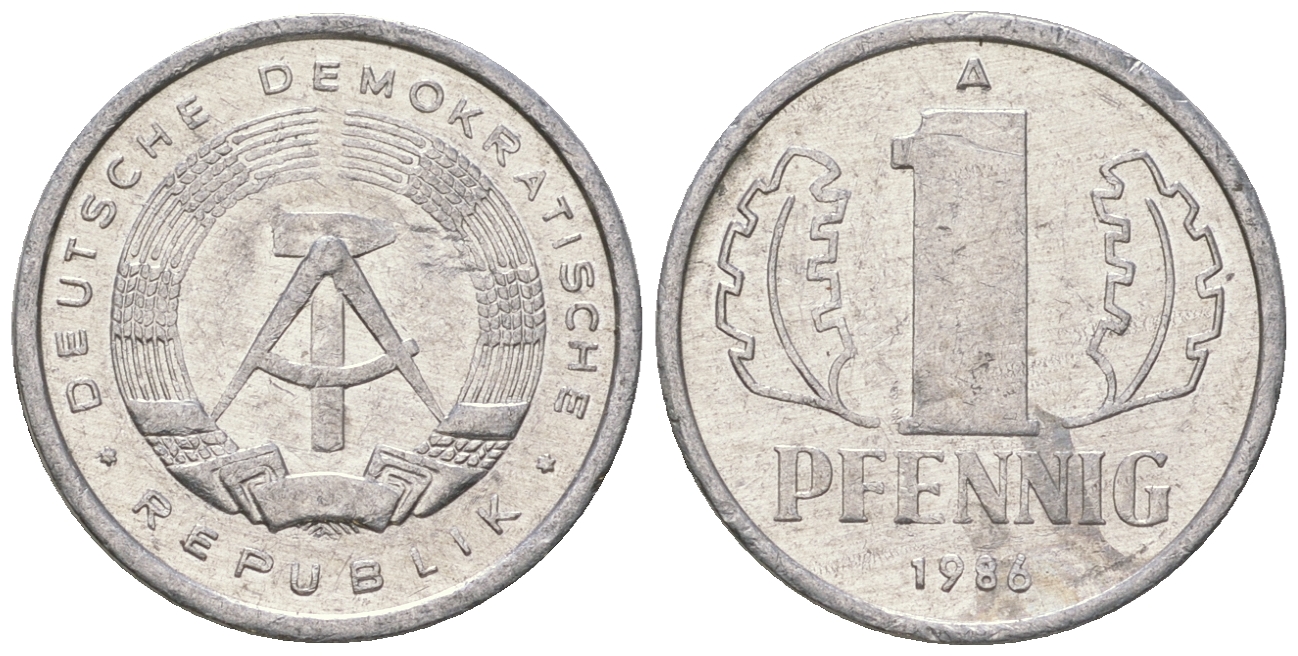 ГДР 1 пфенниг 1986 А KM 8.2 алюминий 4651-144
