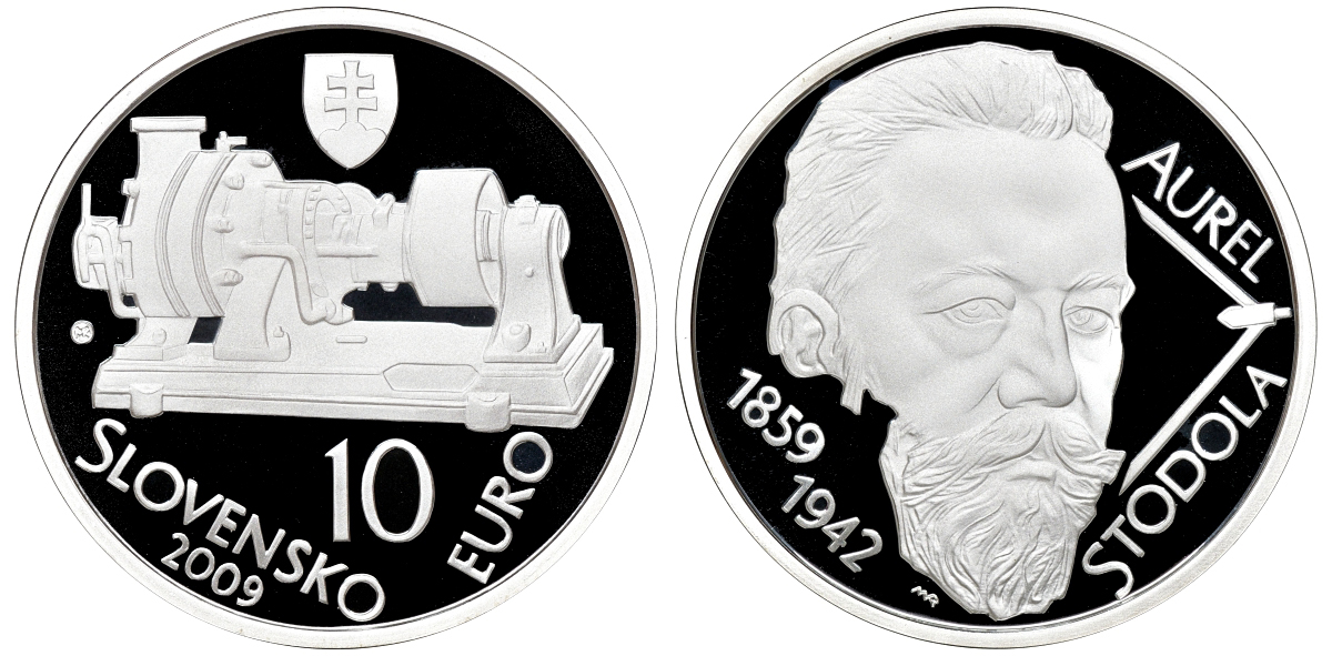 Словакия 10 евро 2009 Аурель Стодола (1859-1942), 150 лет со дня рождения KM 108 серебро PROOF 7-5-5-20