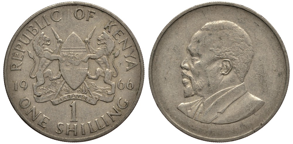 Кения 1 шиллинг 1966 Джомо Кениата KM 5 медно-никель VG 4185-612