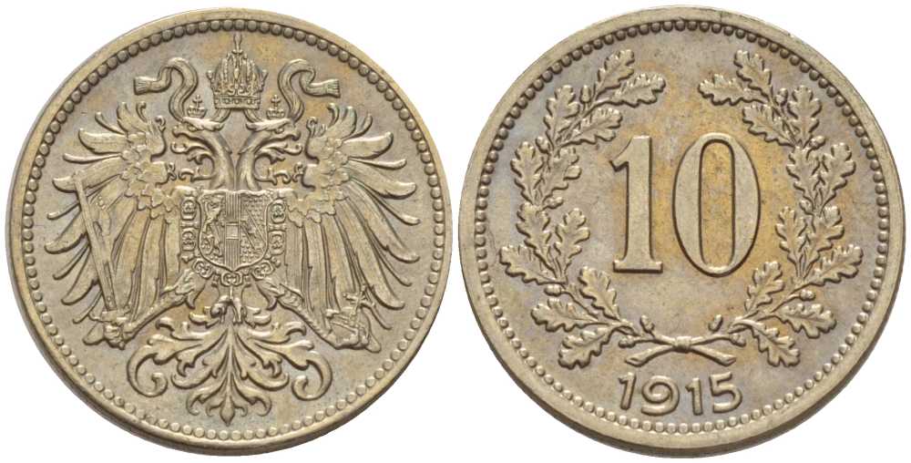 АВСТРИЯ 10 ГЕЛЛЕРОВ 1915 АВСТРО-ВЕНГЕРСКАЯ ИМПЕРИЯ KM 2822 никель 201-345