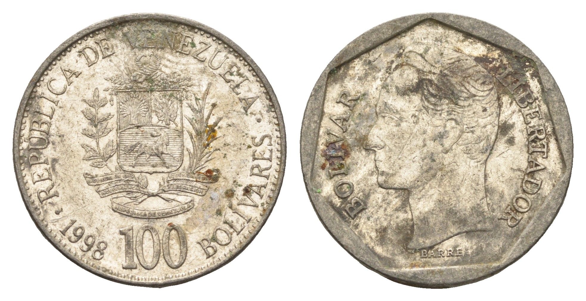 Венесуэла 100 боливаров 1998 Симон Боливар Y 78.1 сталь плакированная никелем 4662-1011