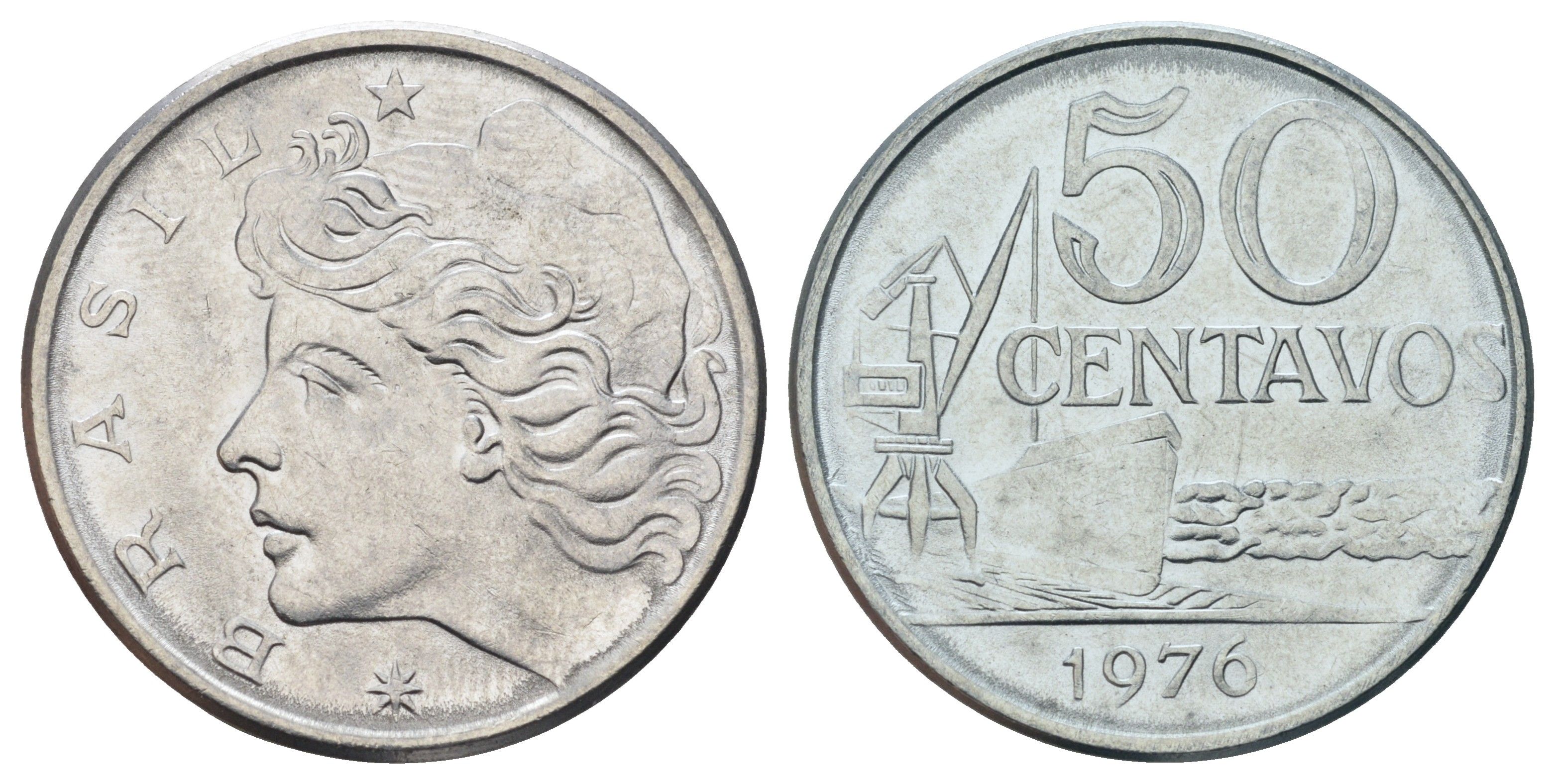 Бразилия 50 сентаво 1976 KM 580b нержавеющая сталь UNC 4150-857
