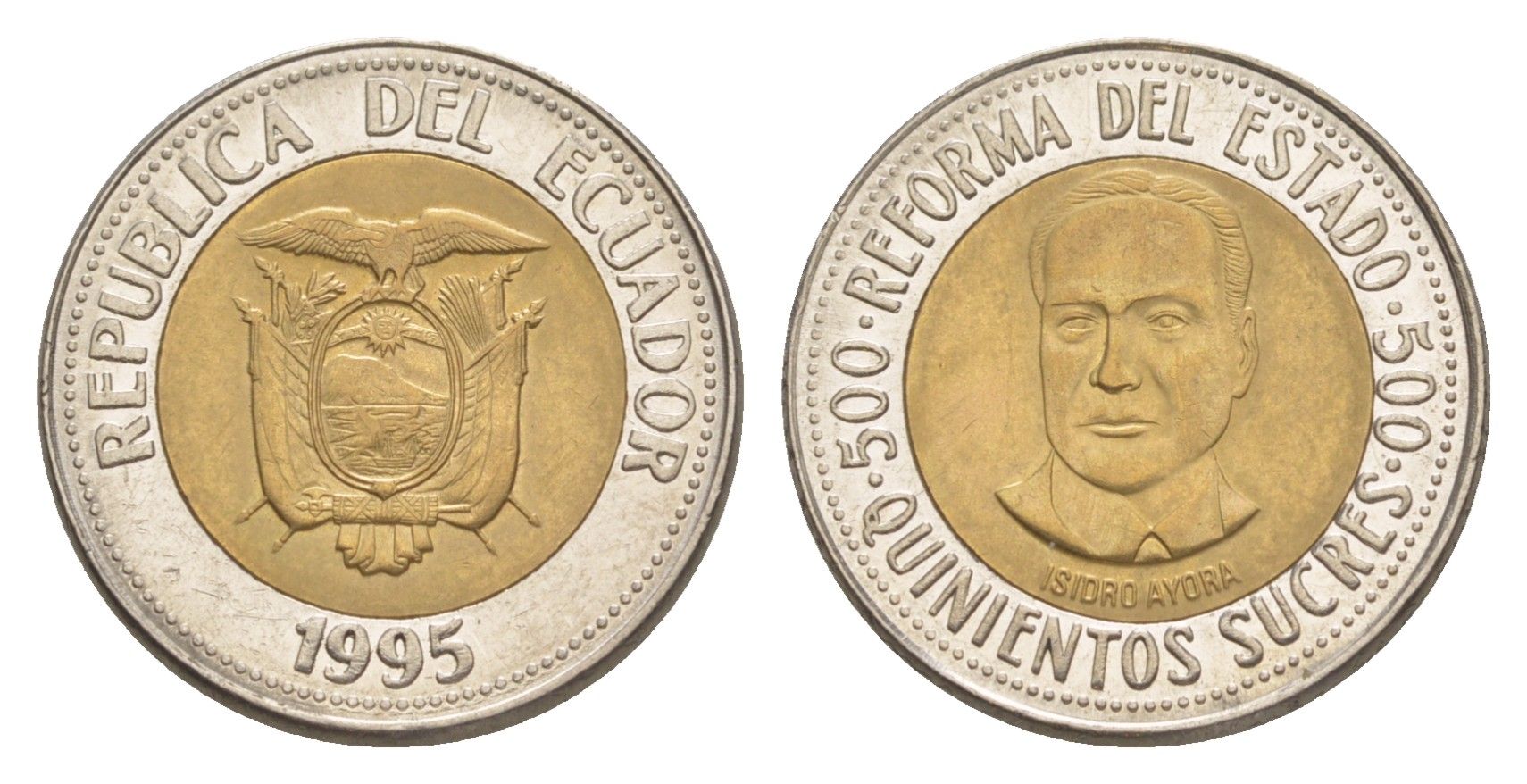 Эквадор 500 сукре 1995 Государственная реформа KM 97 биметалл 4640-1254