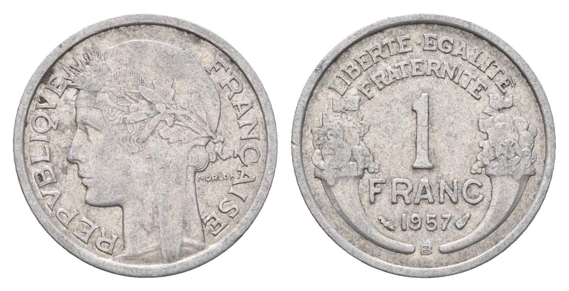 Франция 1 франк 1957 KM 885a алюминий 4610-416