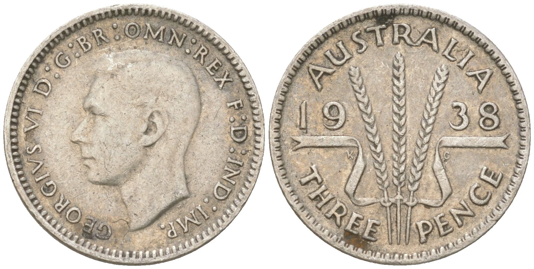 Австралия 3 пенса 1938 Георг V (1936-1952) KM 37 серебро 4621-1147