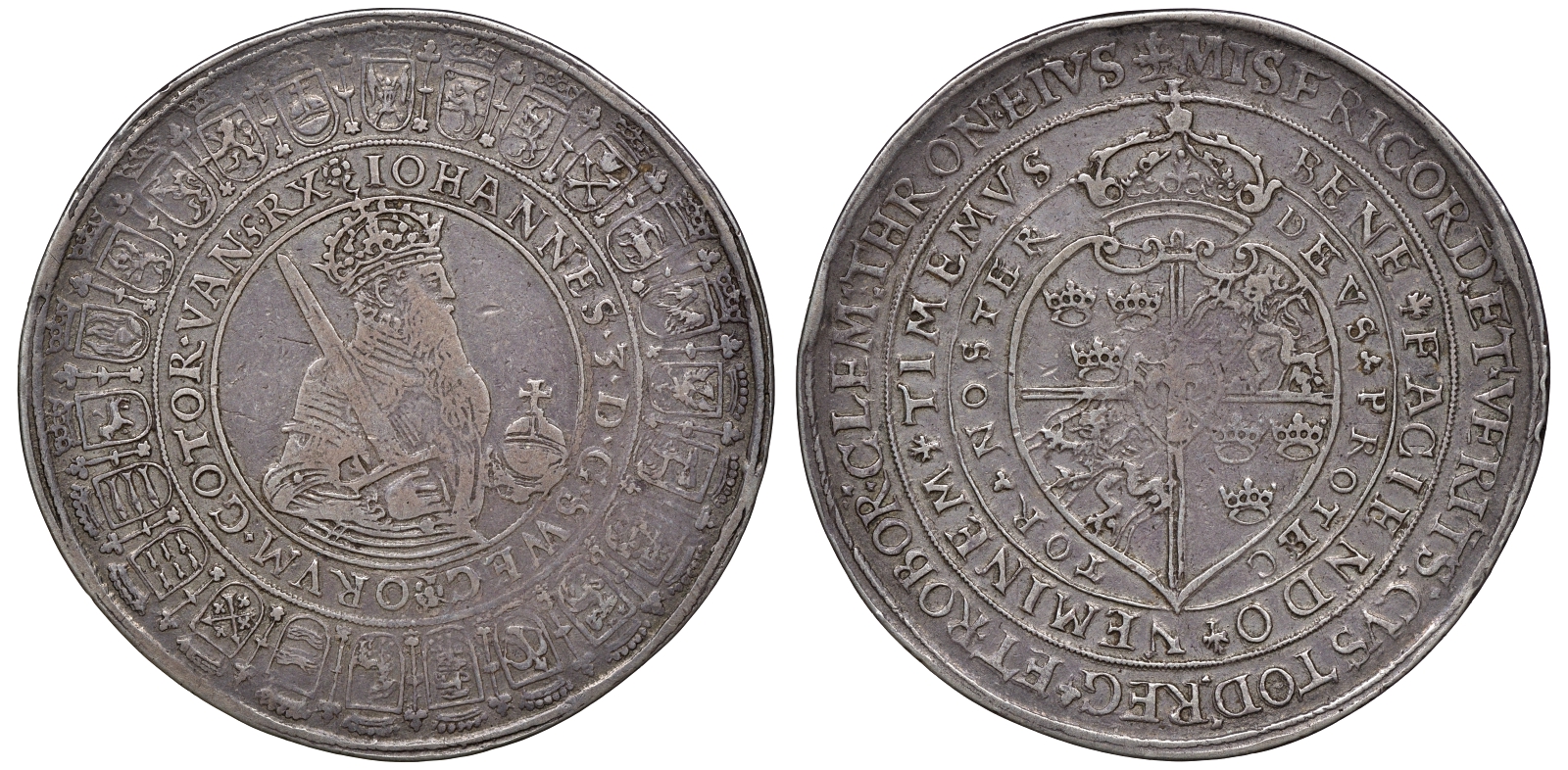 Швеция 2 далера ND (1586-1587) Юхан III (1537-1592), Стокгольм MB?185, Dav ECT?LS572, Dav. Zu 8708, Ahlstrm 20 серебро 10-002-23