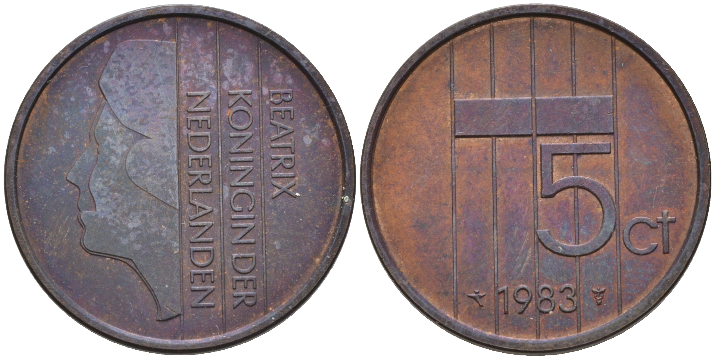 НИДЕРЛАНДЫ 5 ЦЕНТОВ 1983 KM 202 бронза 4563-737