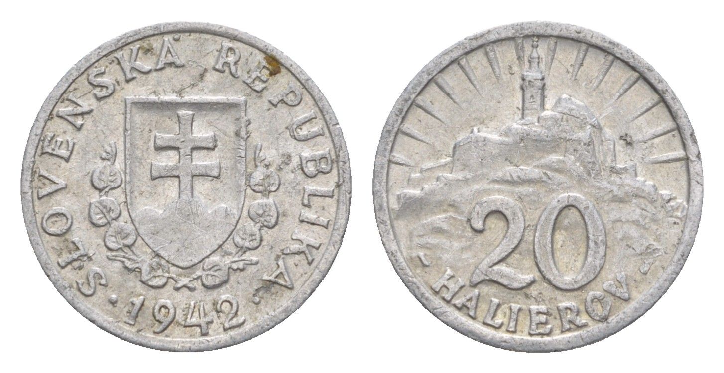 Словакия 20 геллеров 1942 KM 4a алюминий 4632-447